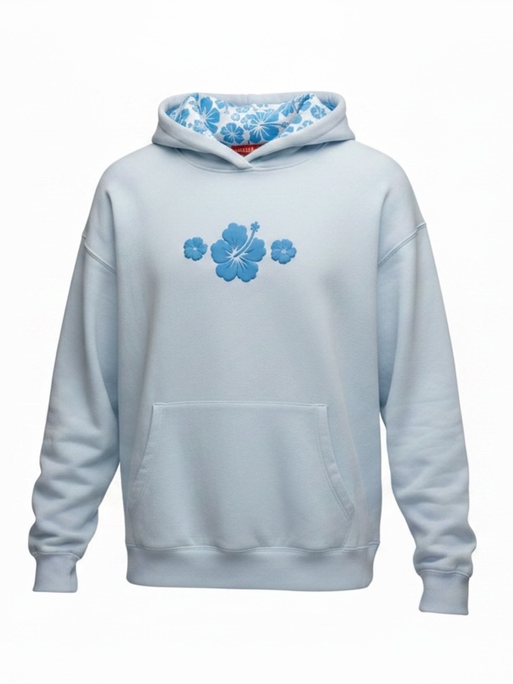 Social Scene Baby Blue Hibiscus Hawaiian Floral Hoodie